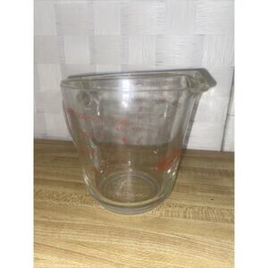 Vintage Anchor Hocking Fire-King 2 CUP GLASS MEASURING Cup~ 1970s USA Glass Red